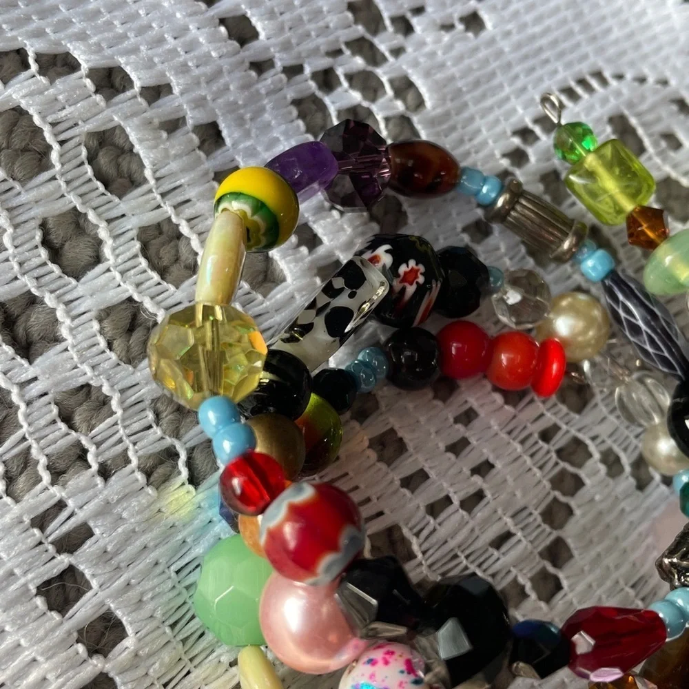 Multicolor Memory Wire Beaded Necklace